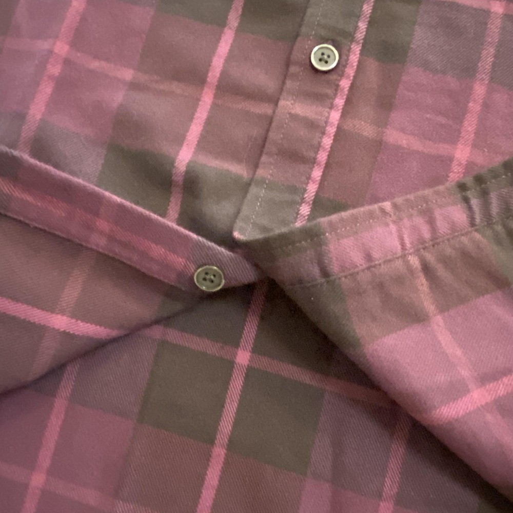 INTO THE AM Shirt Mens 2XL Burgundy Black Plaid Button Down Long Sleeve Stretch - Picture 10 of 12